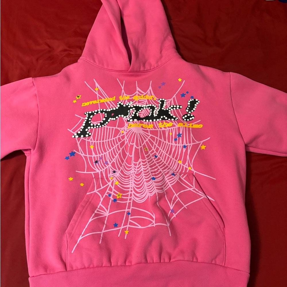 Pink hoodie sp5der brand